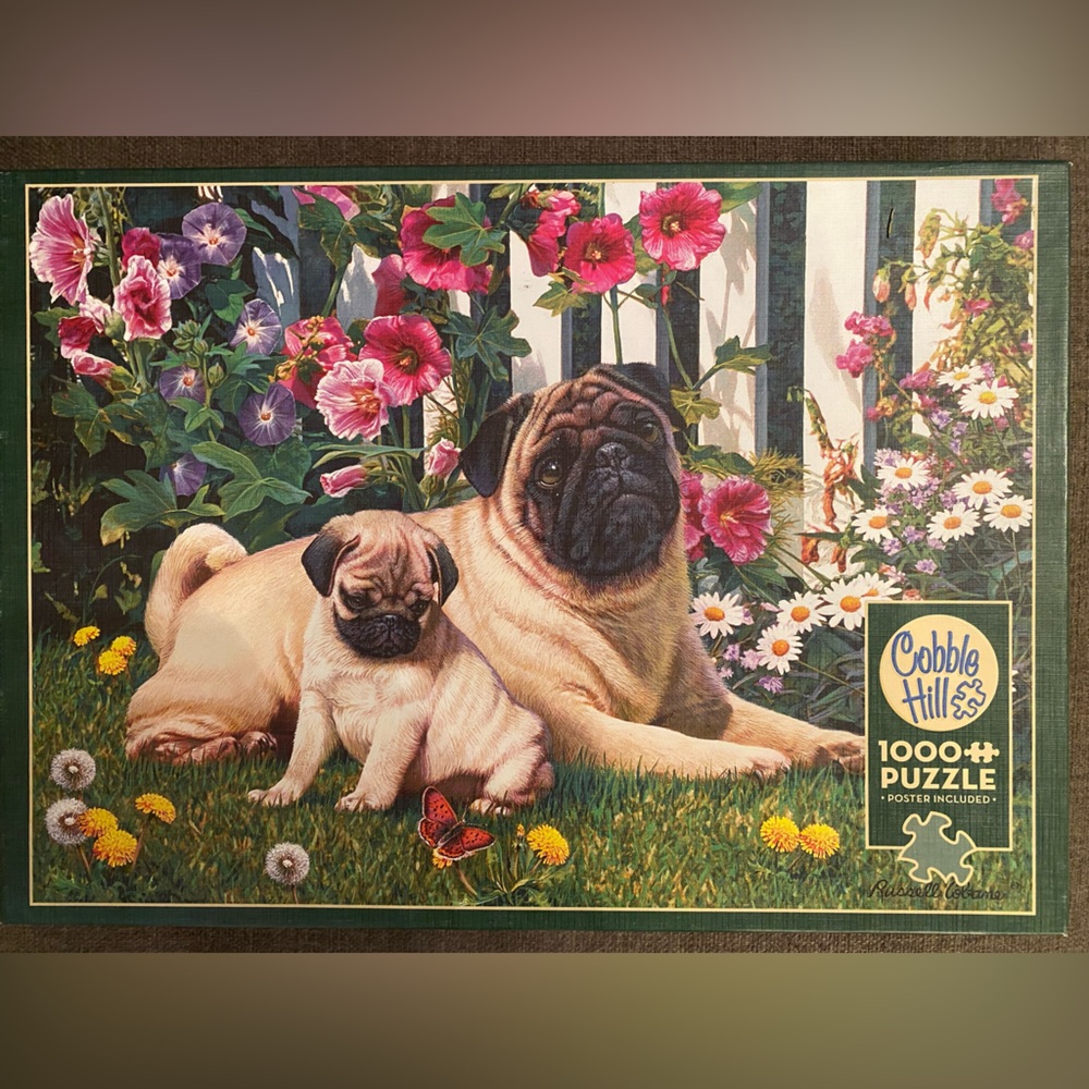 Pug Puzzle with Floral Design